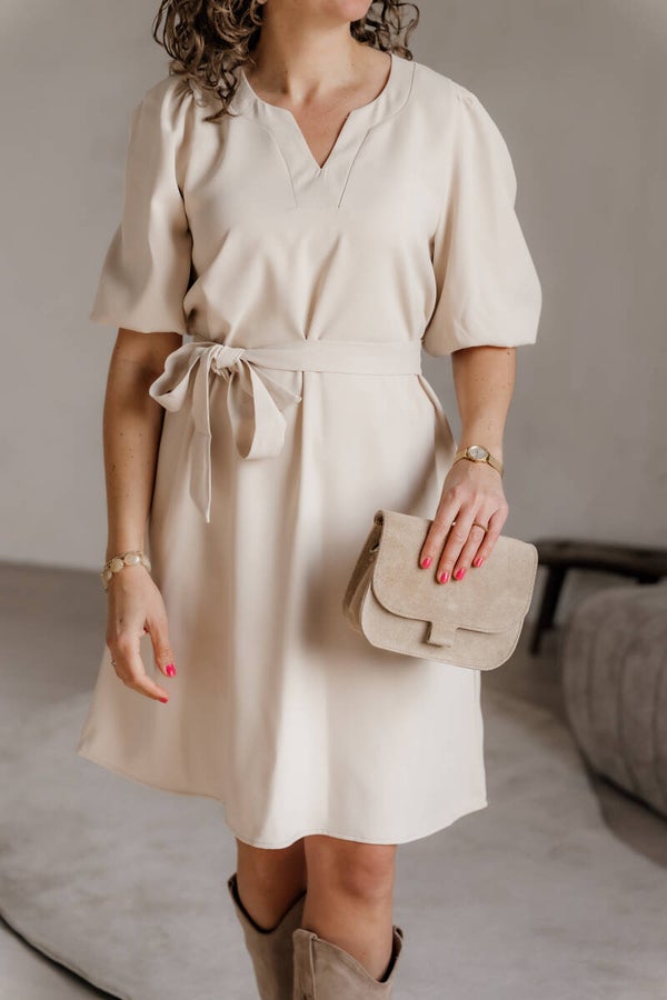 Azzurro jurk ceintuur - beige