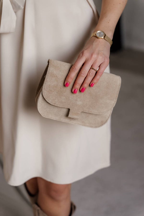 La Flor Tas Flora Suede - Zand