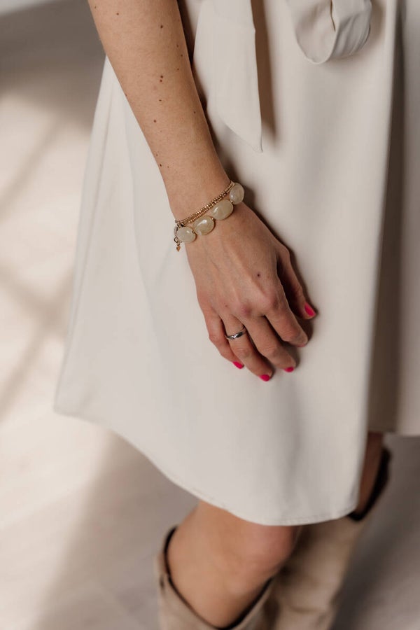 La Flor kralenarmband midi kralen - beige