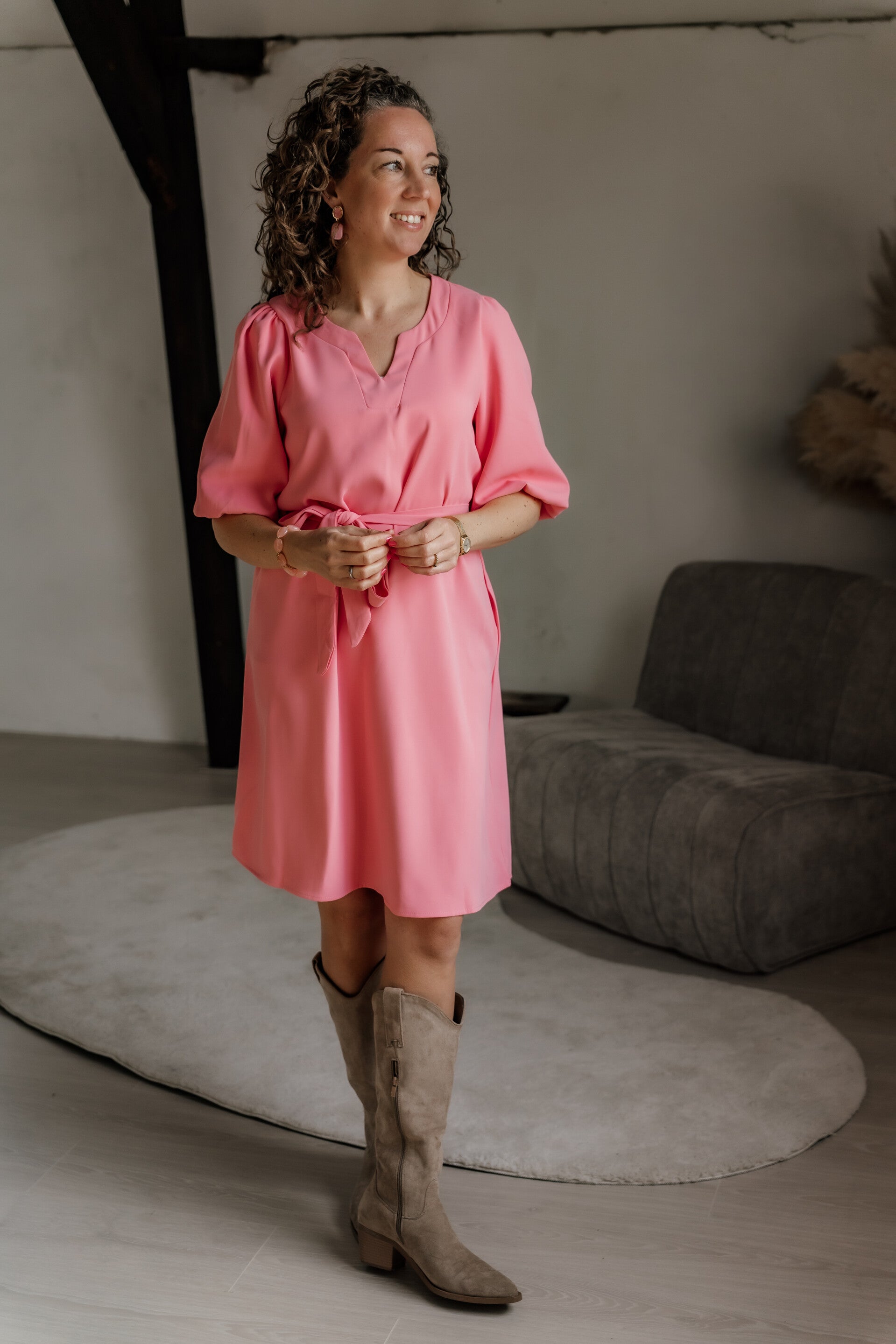 Azzurro jurk ceintuur - koraal roze