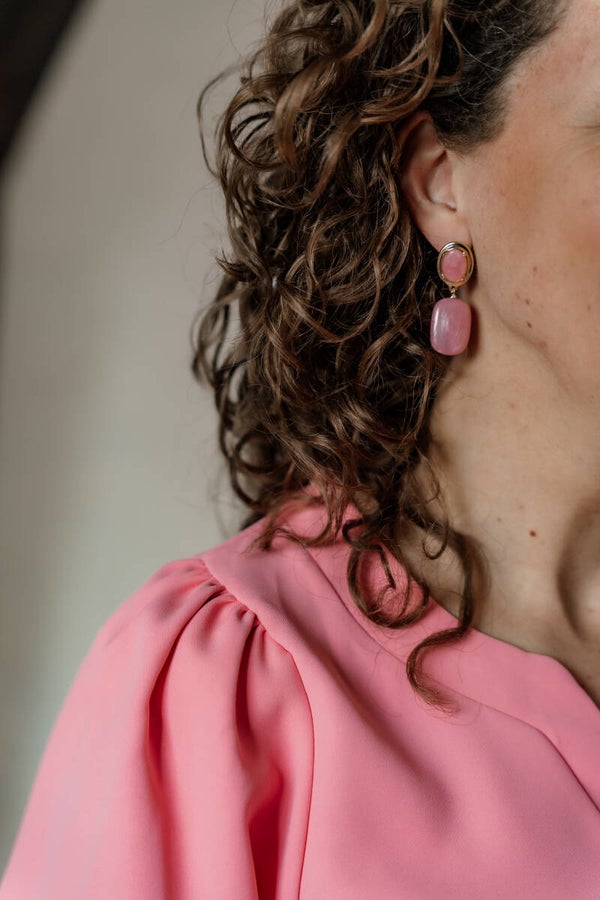 La Flor oorbellen lichtroze