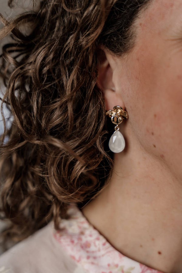 La Flor oorbellen kristal bloem wit