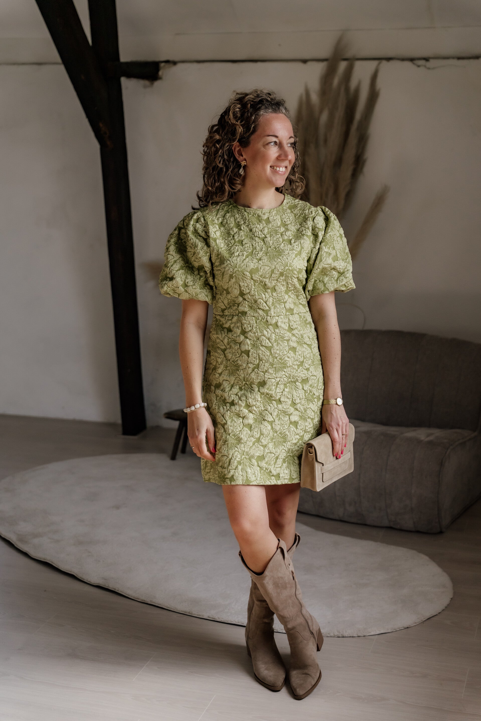 Azzurro weddingjurk print groen