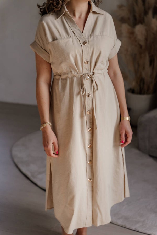 La Flor maxi blousejurk beige