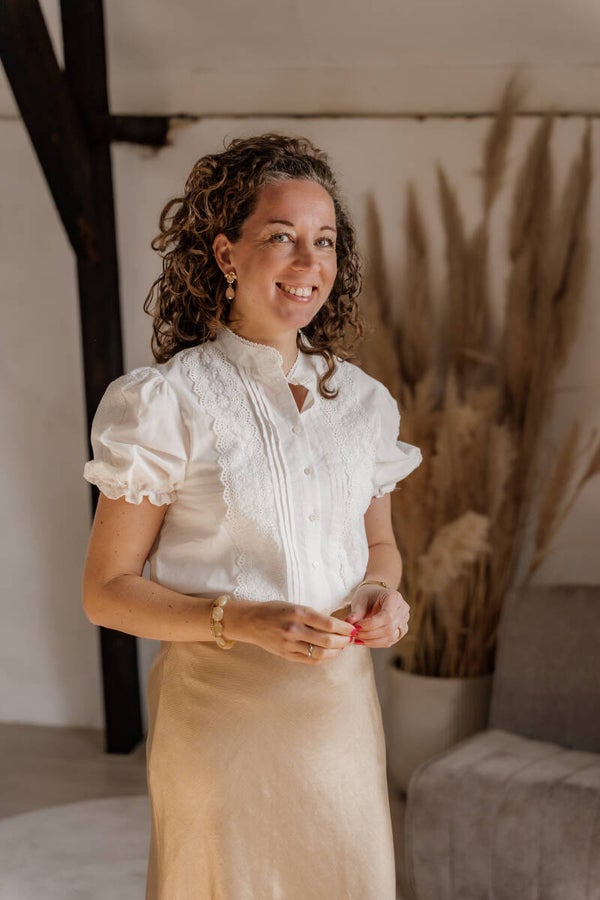 La Flor broderie blouse pofmouw