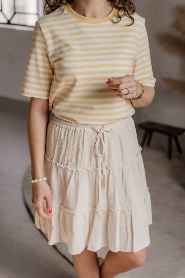 La Flor rok ruffles - licht beige