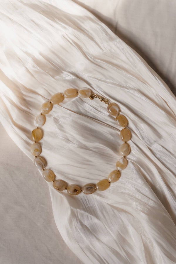 La Flor midi kralen ketting beige