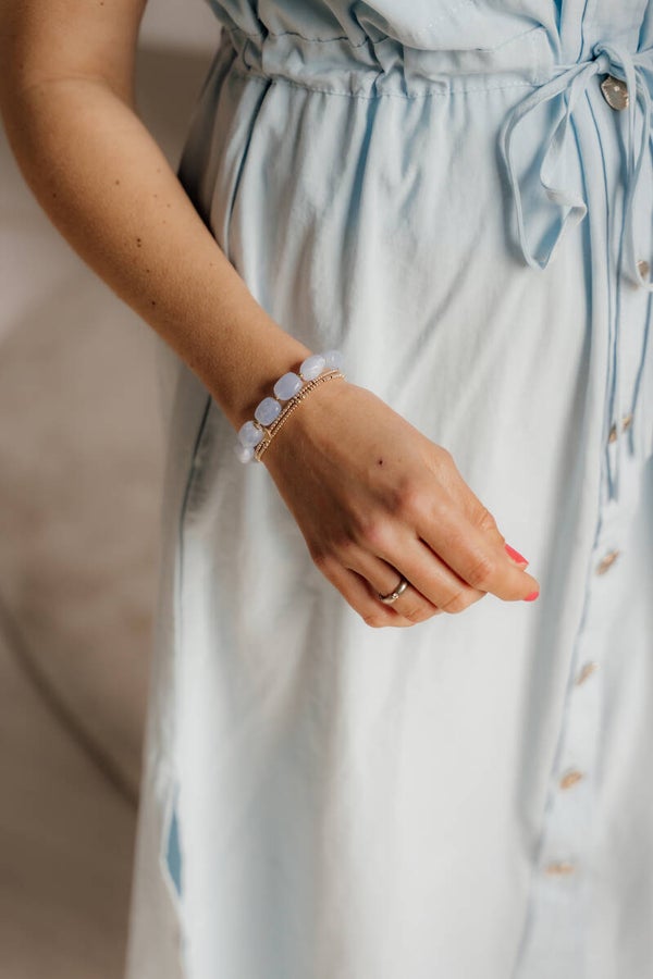 La Flor kralenarmband lichtblauw