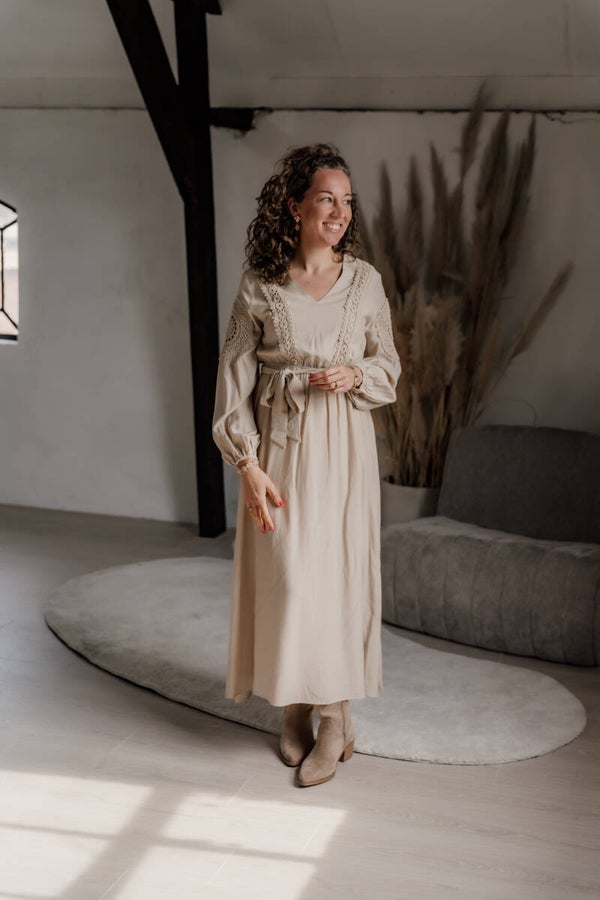 La Flor maxi jurk maxi - beige