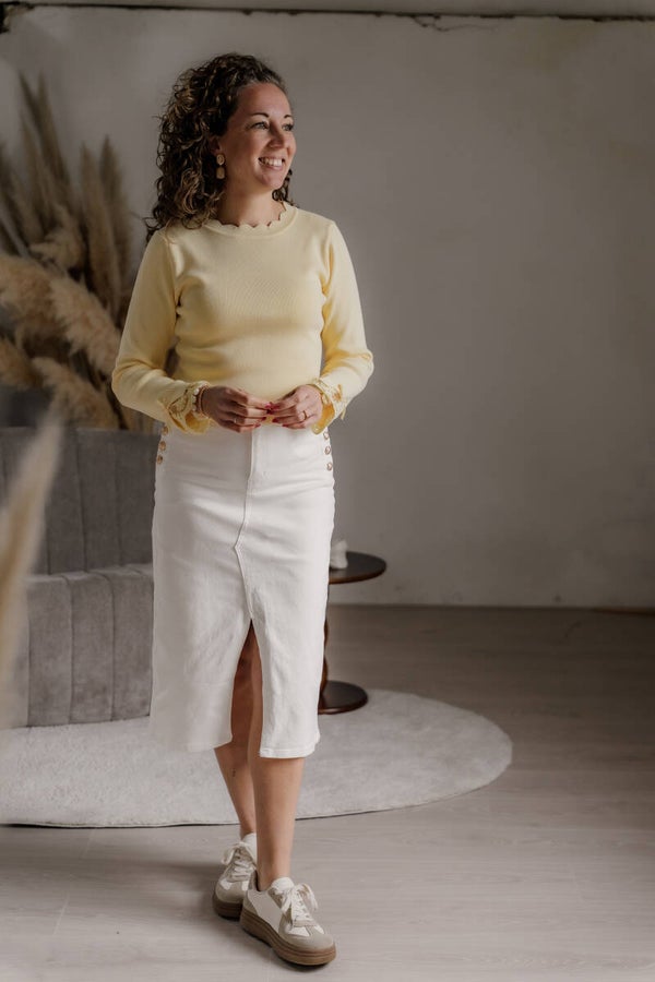 La Flor top kanten details - butter yellow