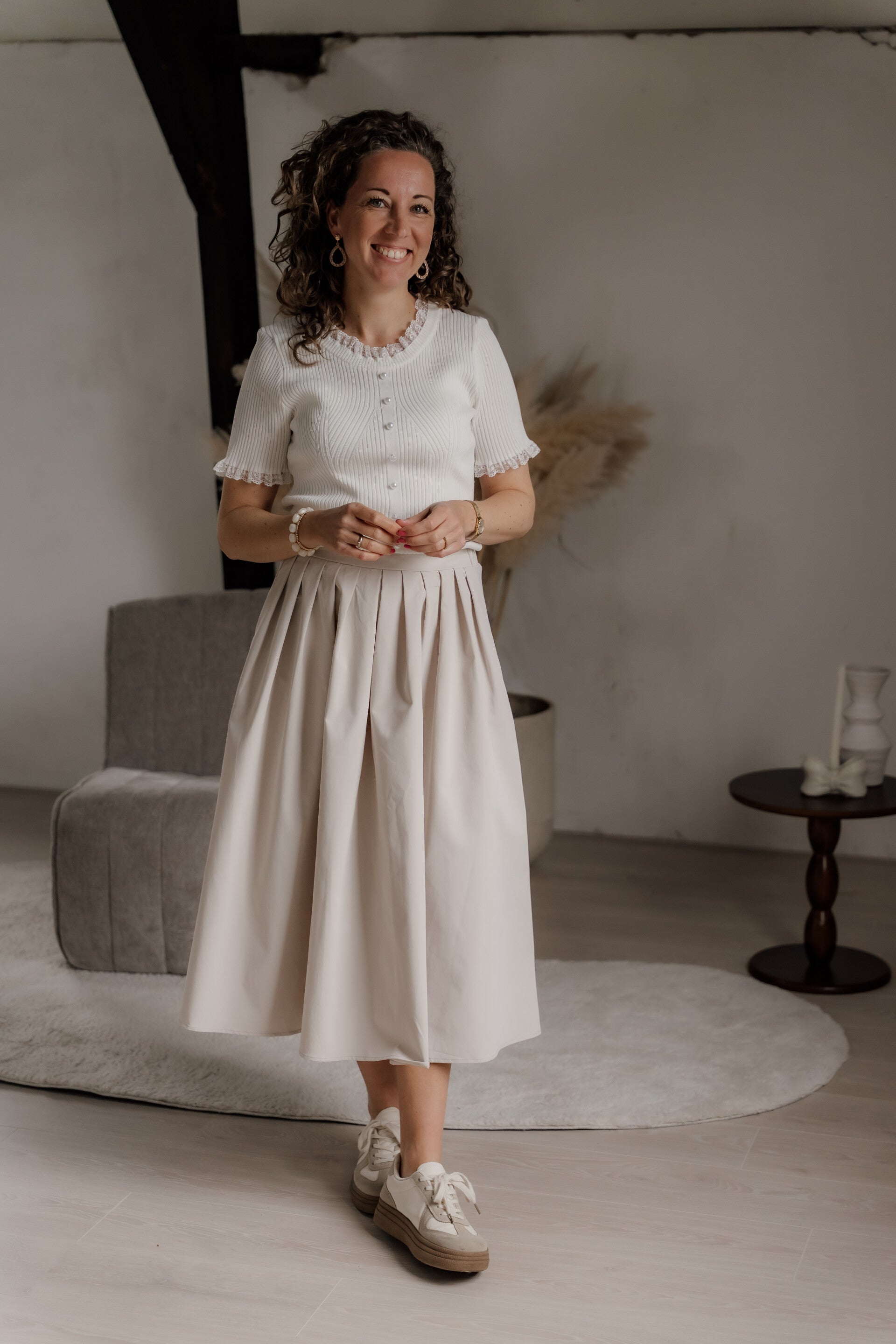 La Flor midi rok - beige