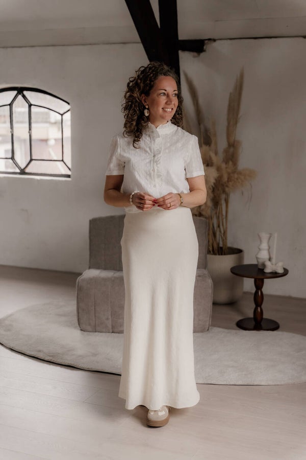 La Flor rok linnenlook beige