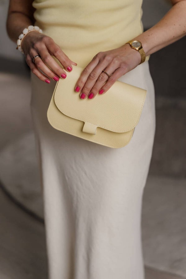 La Flor Tas Flora Leer - Butter yellow