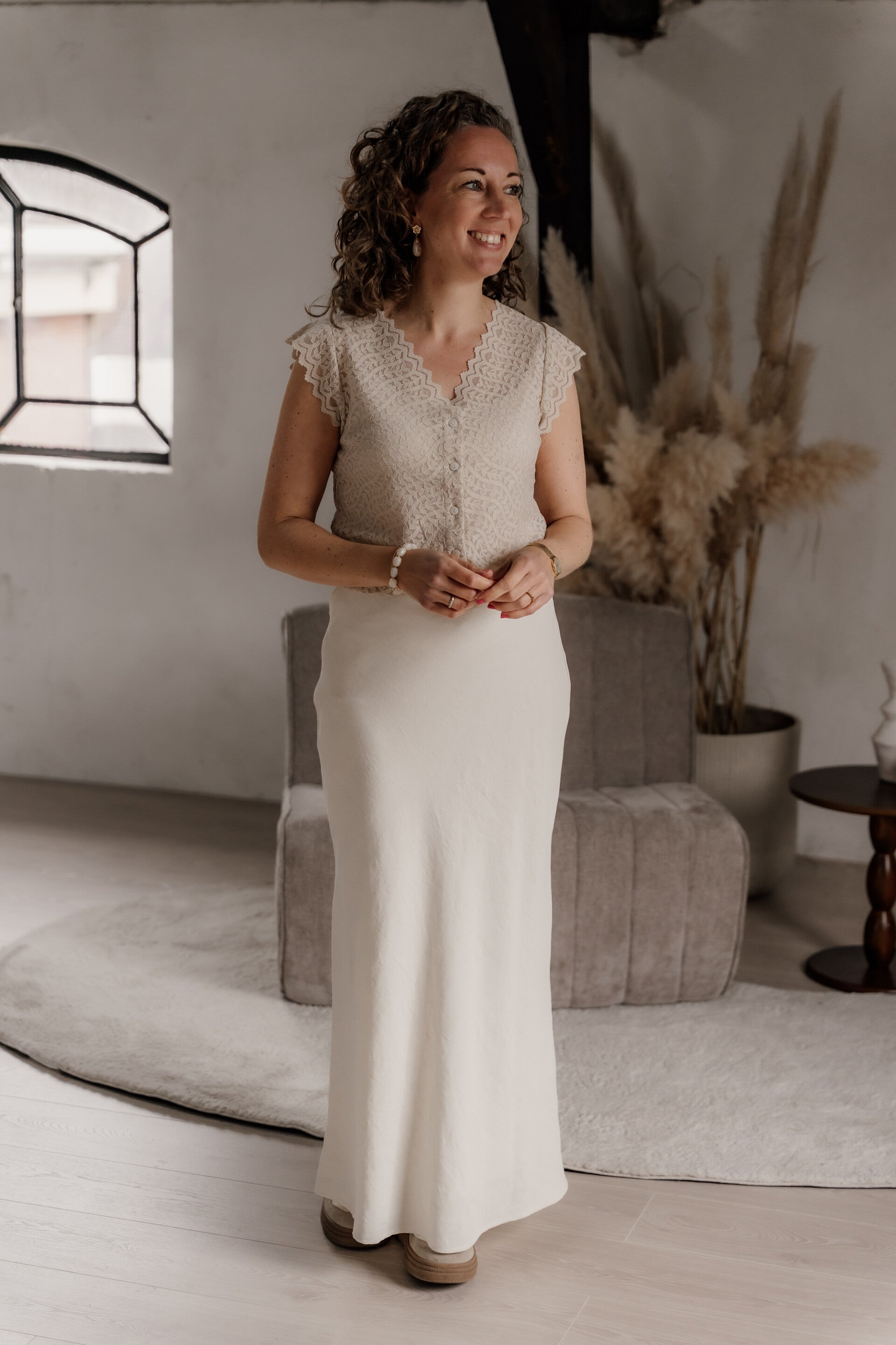 La Flor top kant - beige