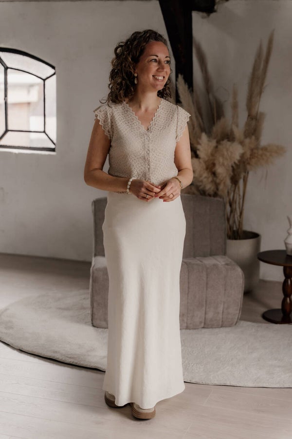 La Flor top kant - beige