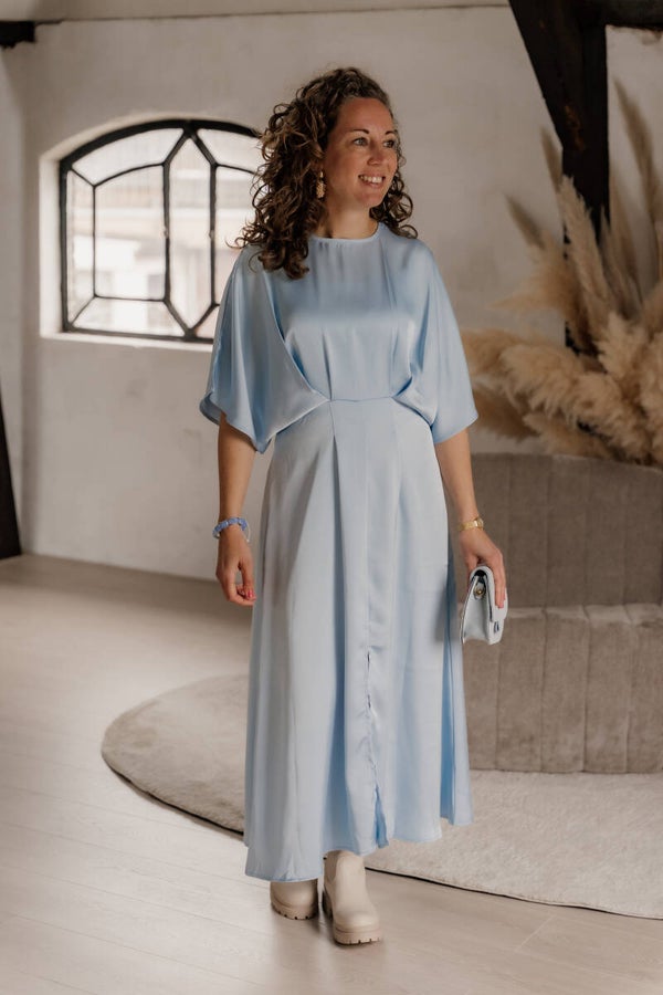 Azzurro jurk satijnlook lichtblauw