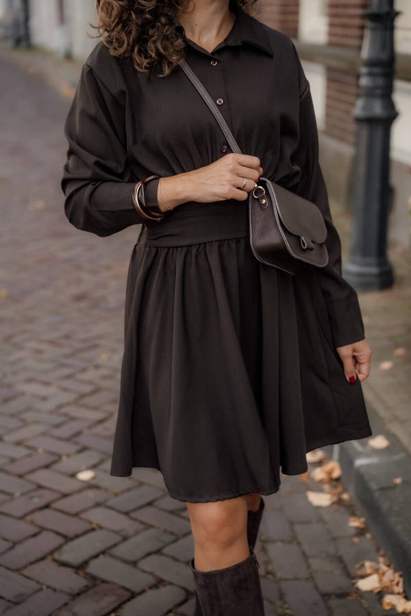 Azzurro jurk kraag - bruin