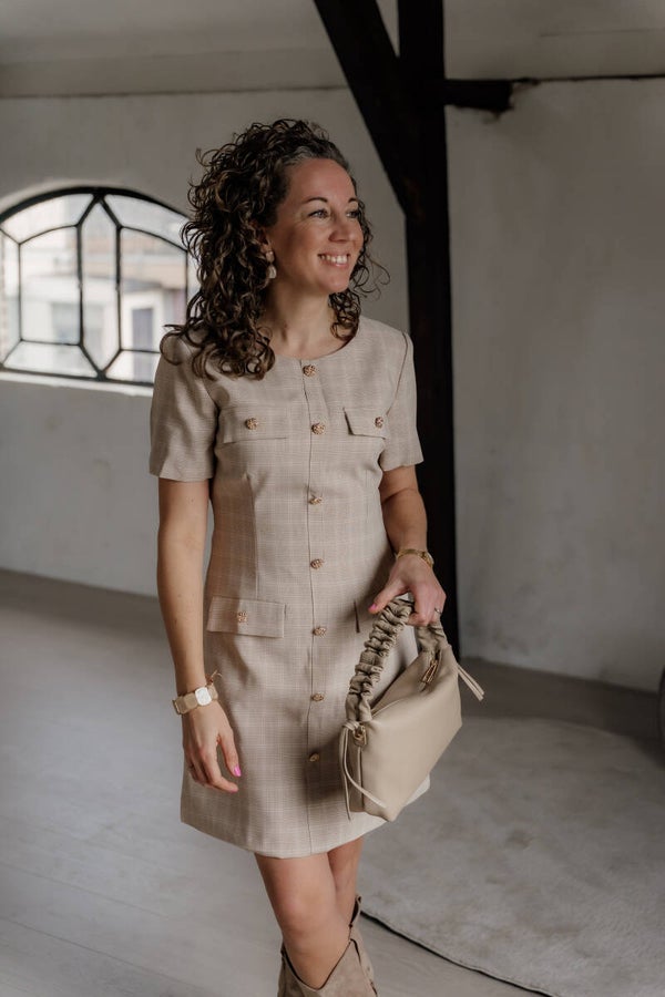 La Flor chique jurk - licht taupe