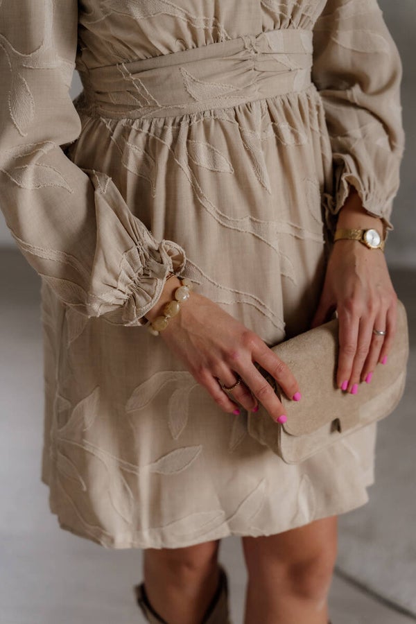 La Flor Tas Flora Suede - Zand