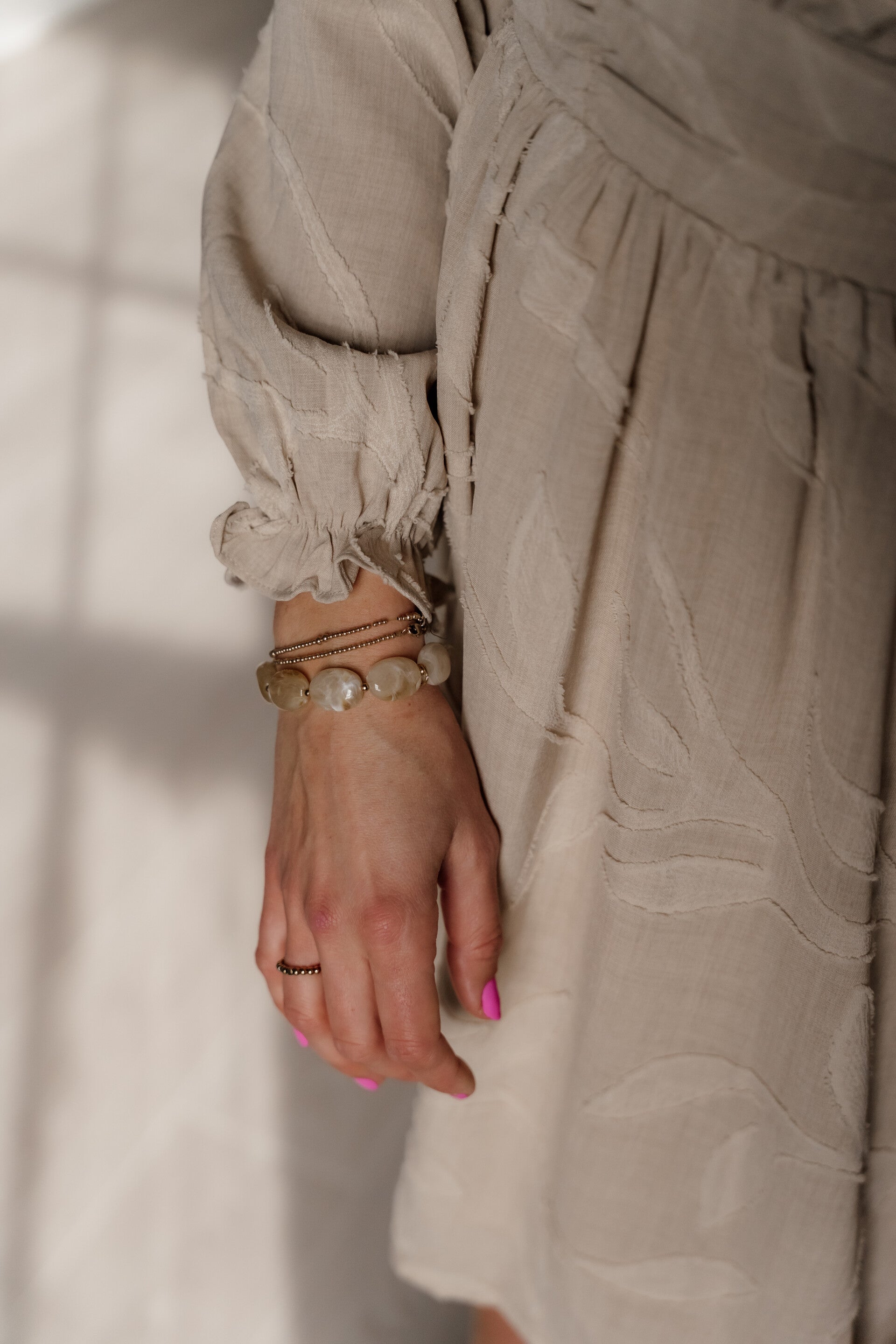 La Flor kralenarmband midi kralen - beige