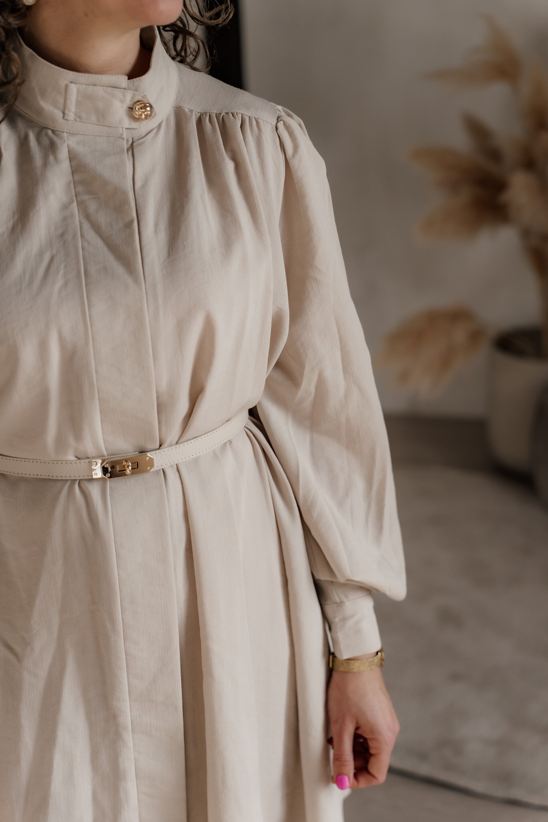 La Flor leren riem Garcia - beige