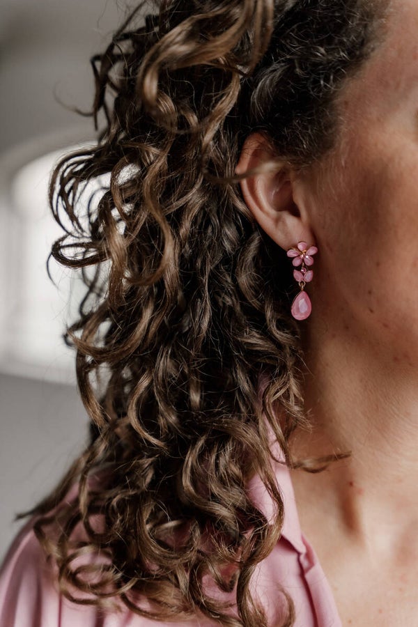 La Flor oorbellen bloem roze