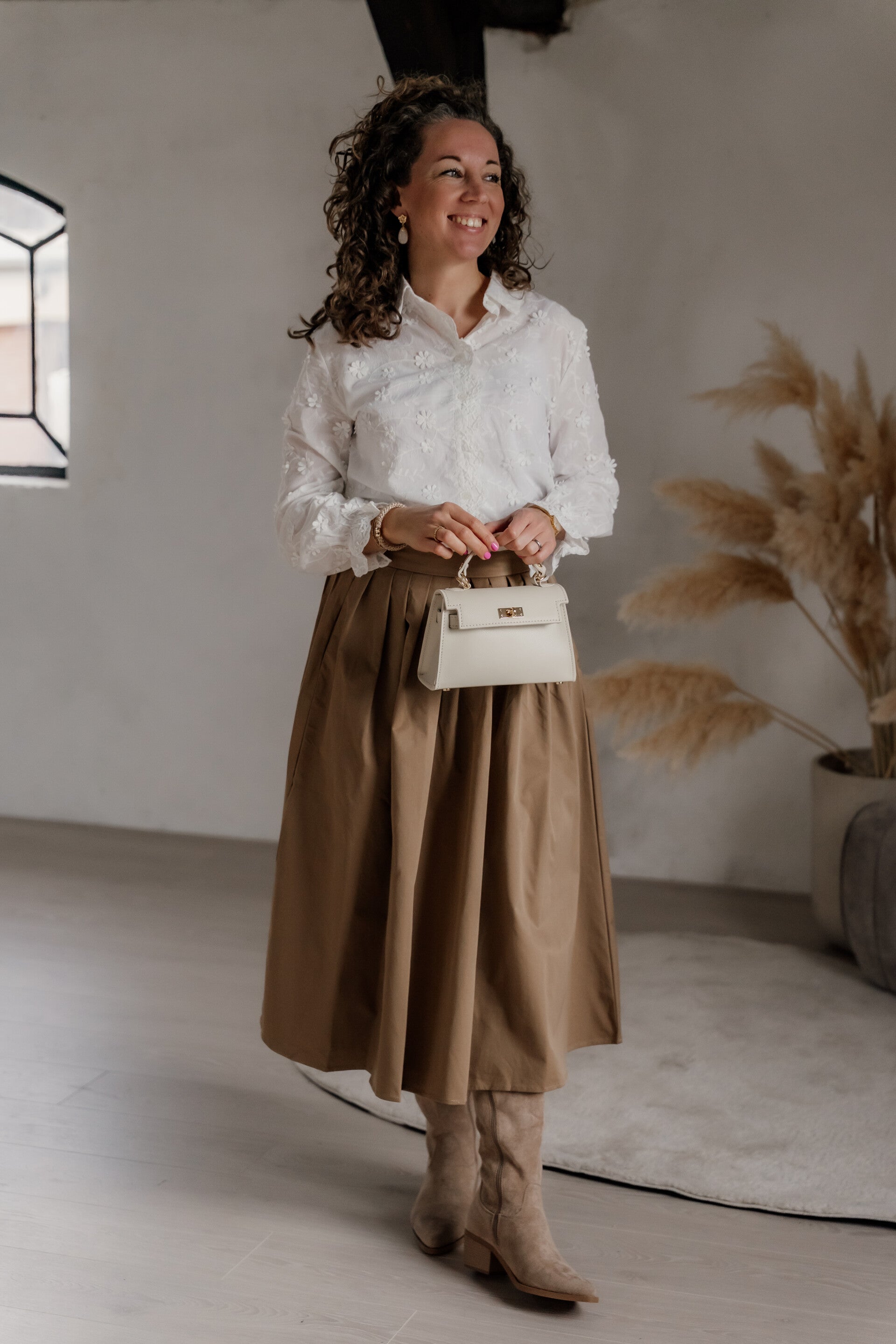 La Flor midi rok - camel