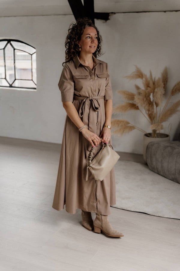 La Flor maxi blouse jurk - taupe