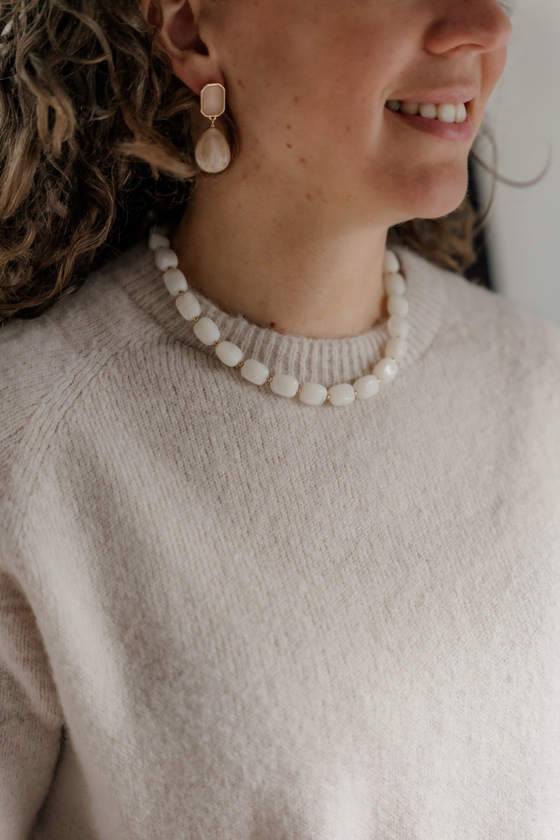 La Flor kralen ketting beige