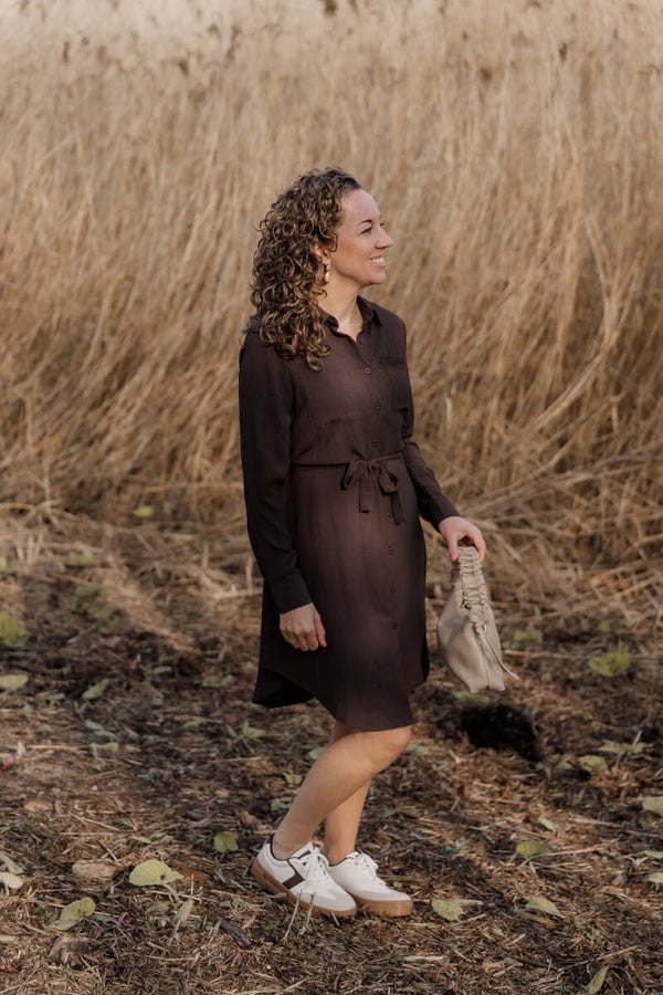 La Flor musthave viscose jurk - bruin