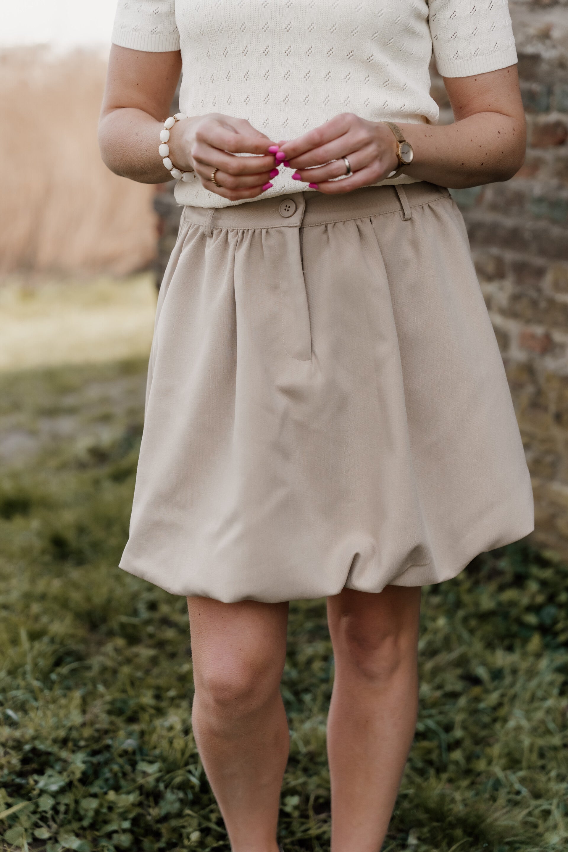 Azzurro ballonrokje - beige