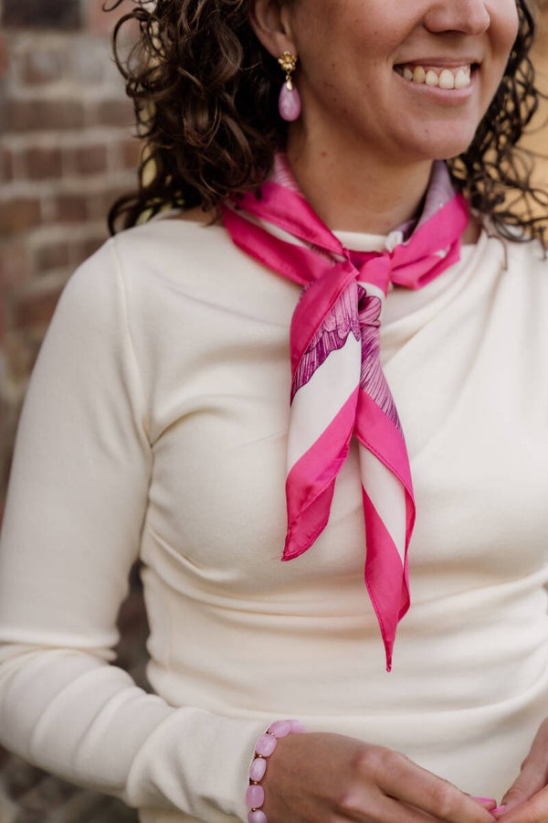 La Flor sjaal print roze/fuchsia