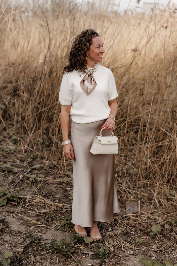 Amélie & Amélie satijnen rok - light taupe