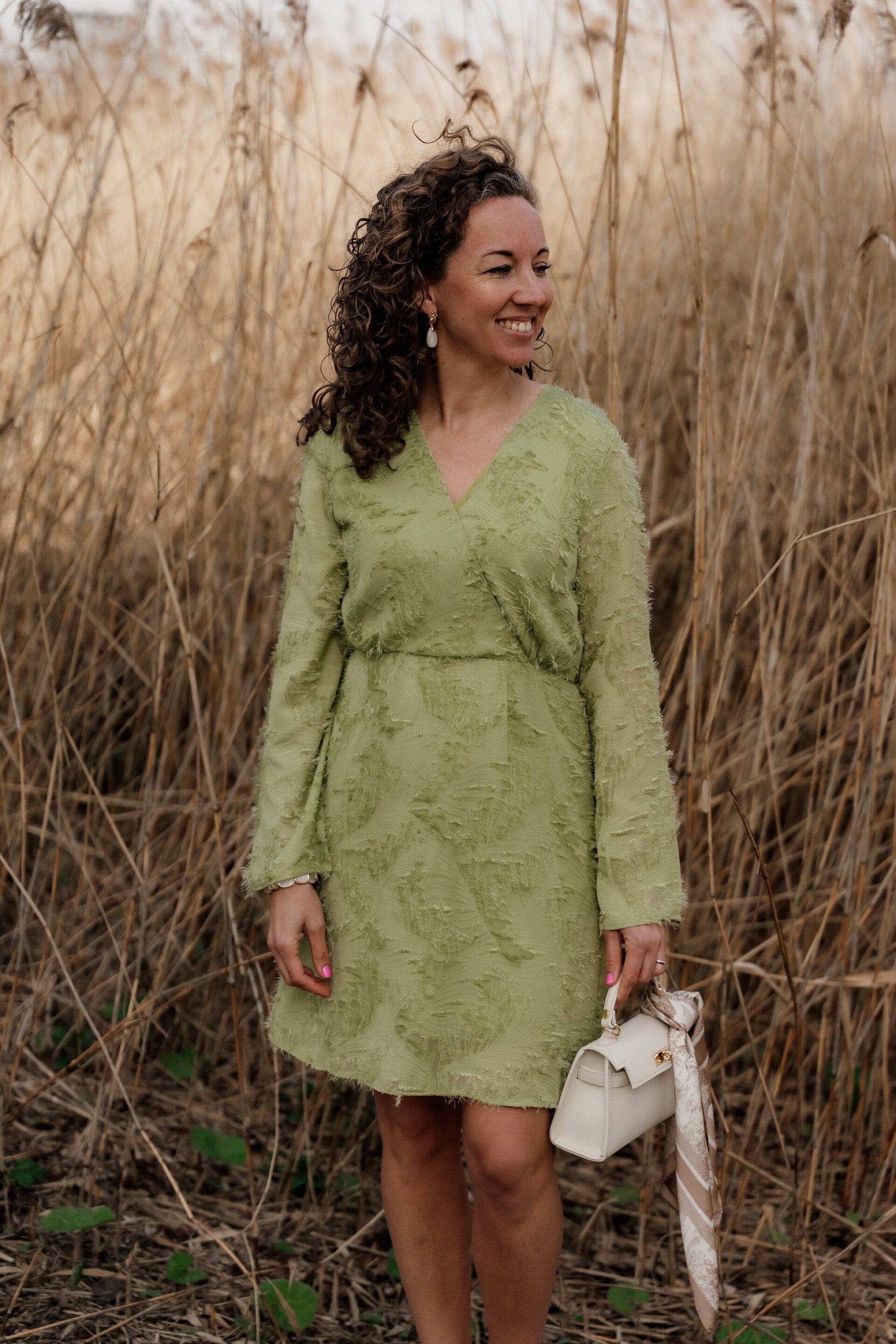 Azzurro feather jurk - groen