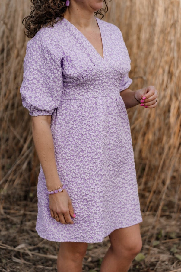 Azzurro jurk bloemmotief - lila