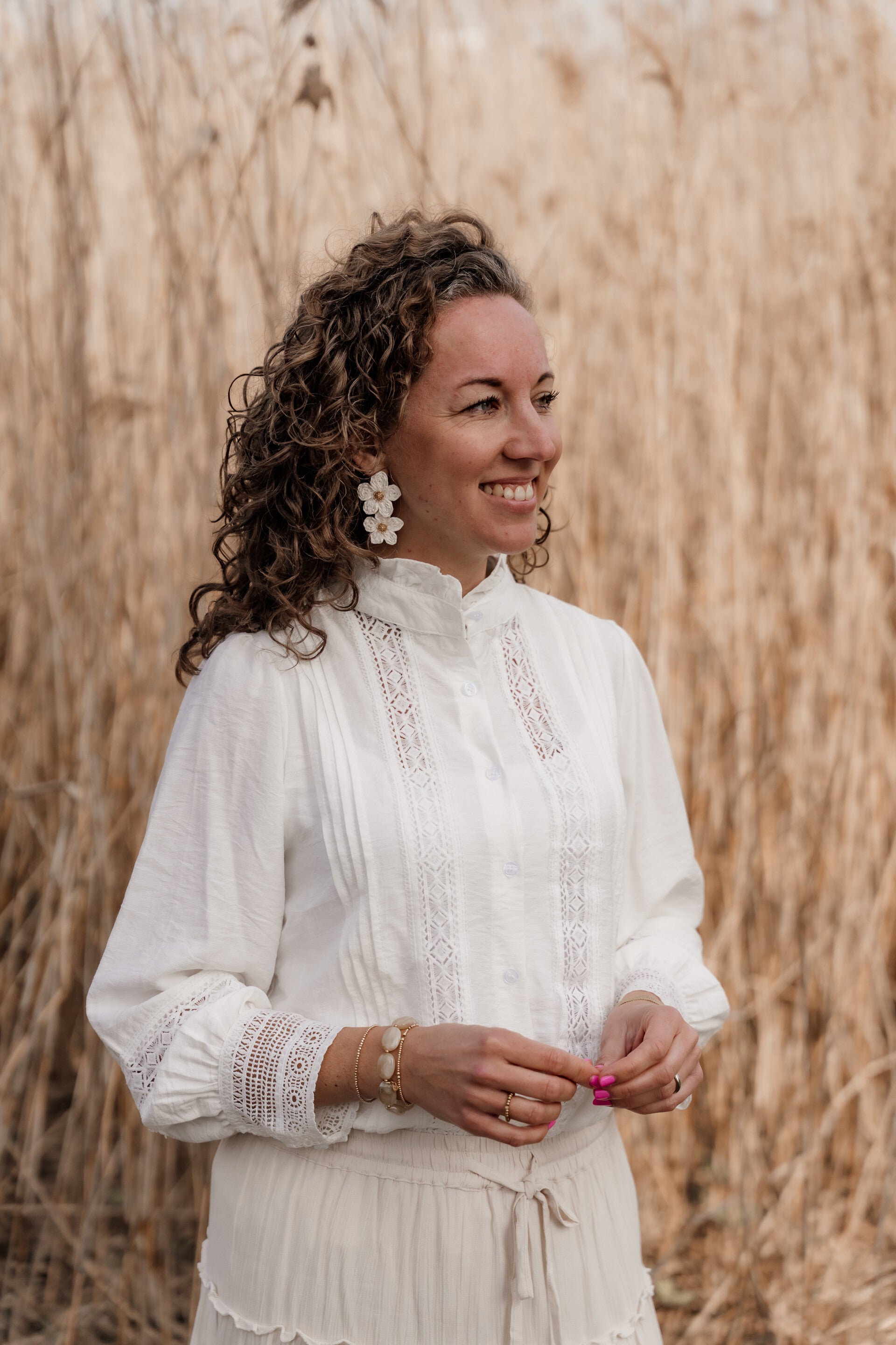 La Flor blouse kant - wit