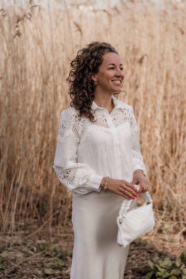 La Flor broderie blouse wit