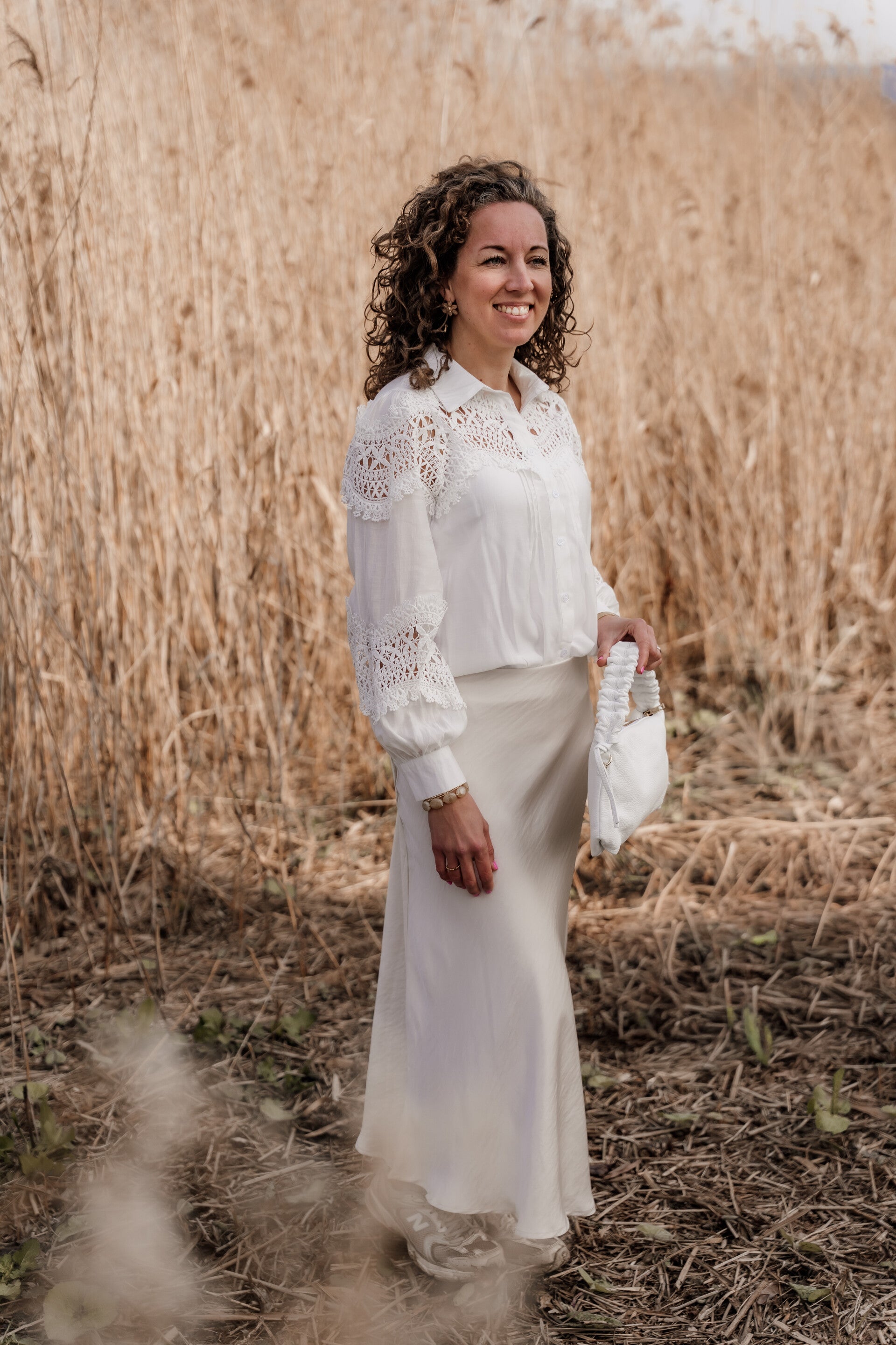 Azzurro satijnen rok - beige