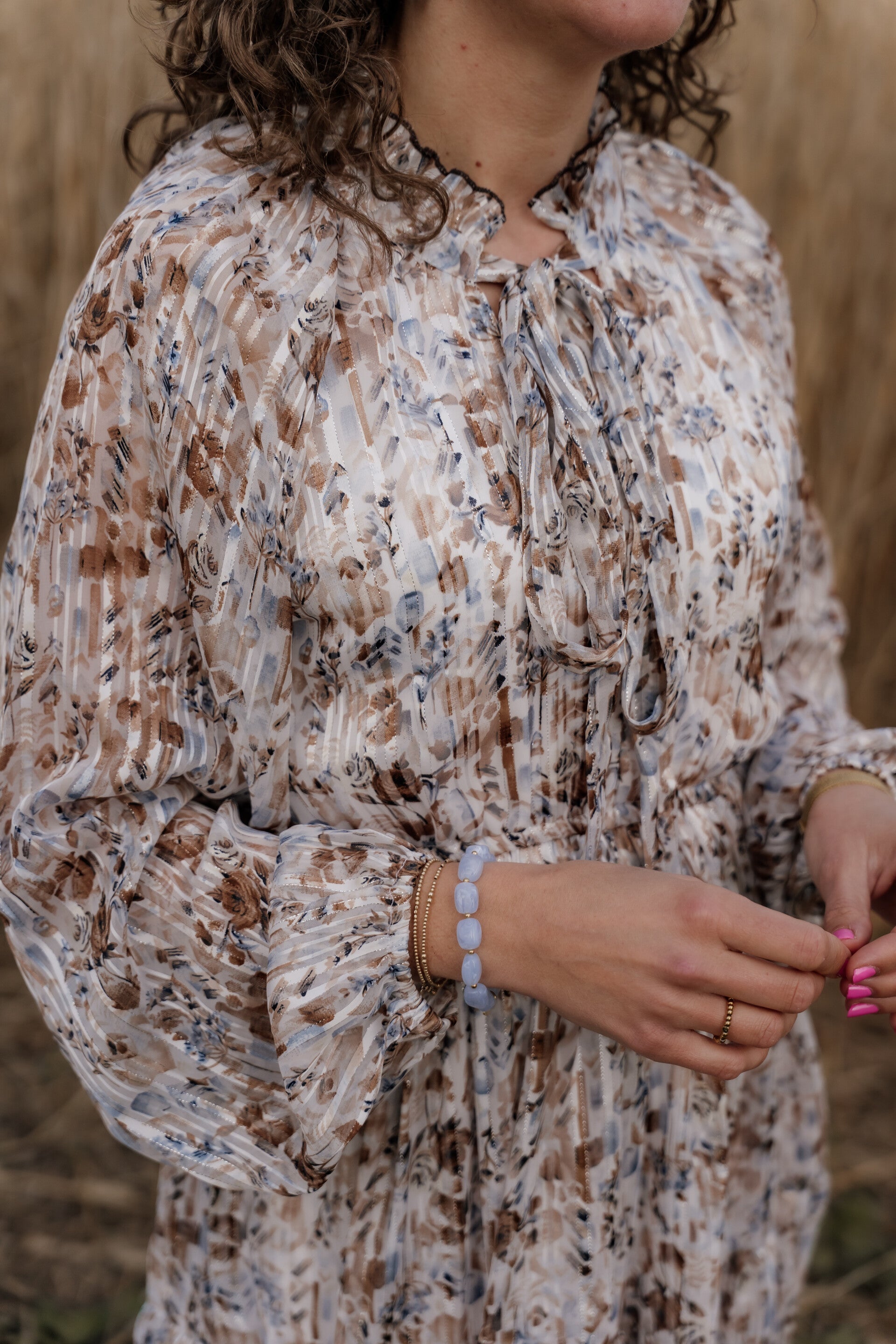 La Flor kralenarmband lichtblauw