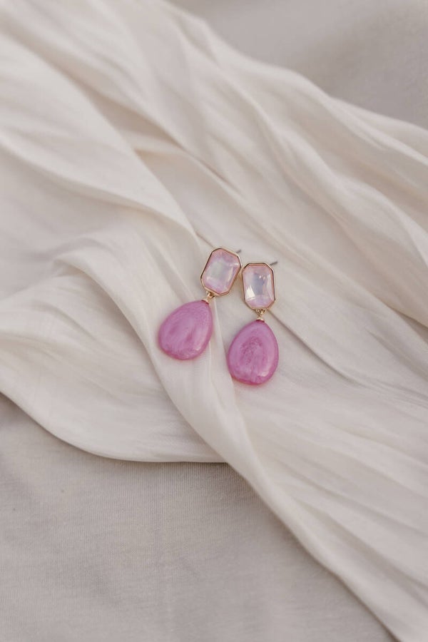 La Flor oorbellen parel ovaal lichtroze
