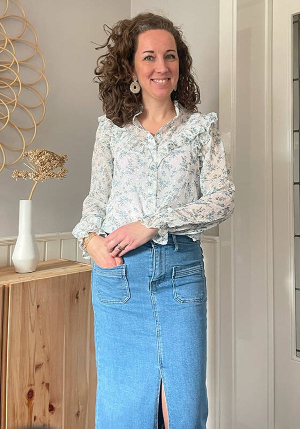 Emma Ella blouse  - wit blauw