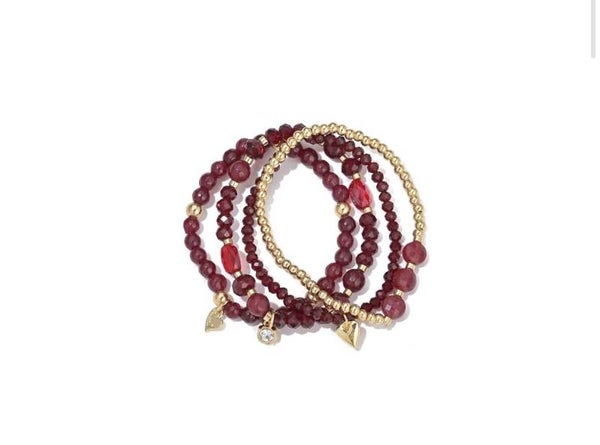 La Flor set armbanden bordeaux