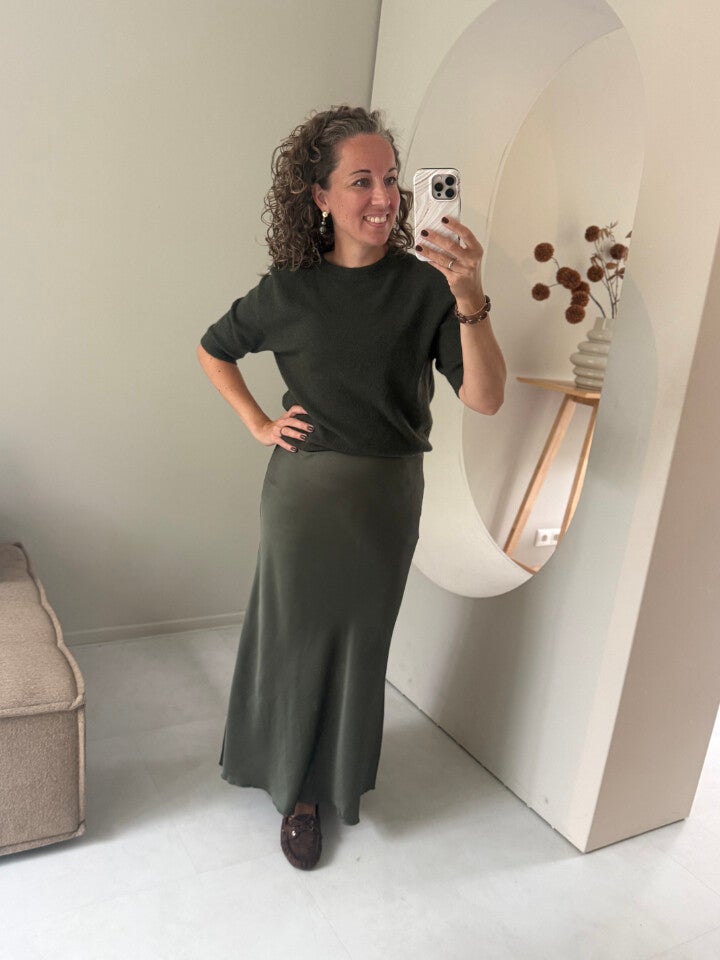 La Flor satijnen rok groen