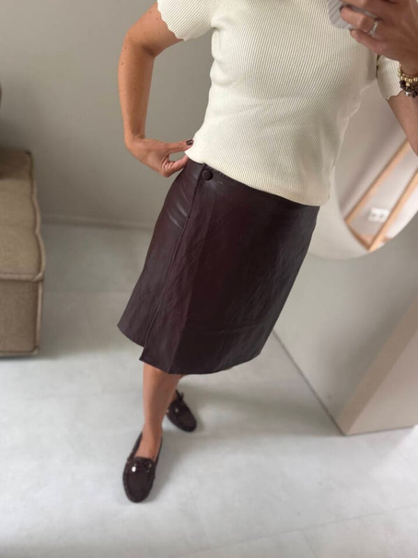 La Flor leather look rok - bordeaux