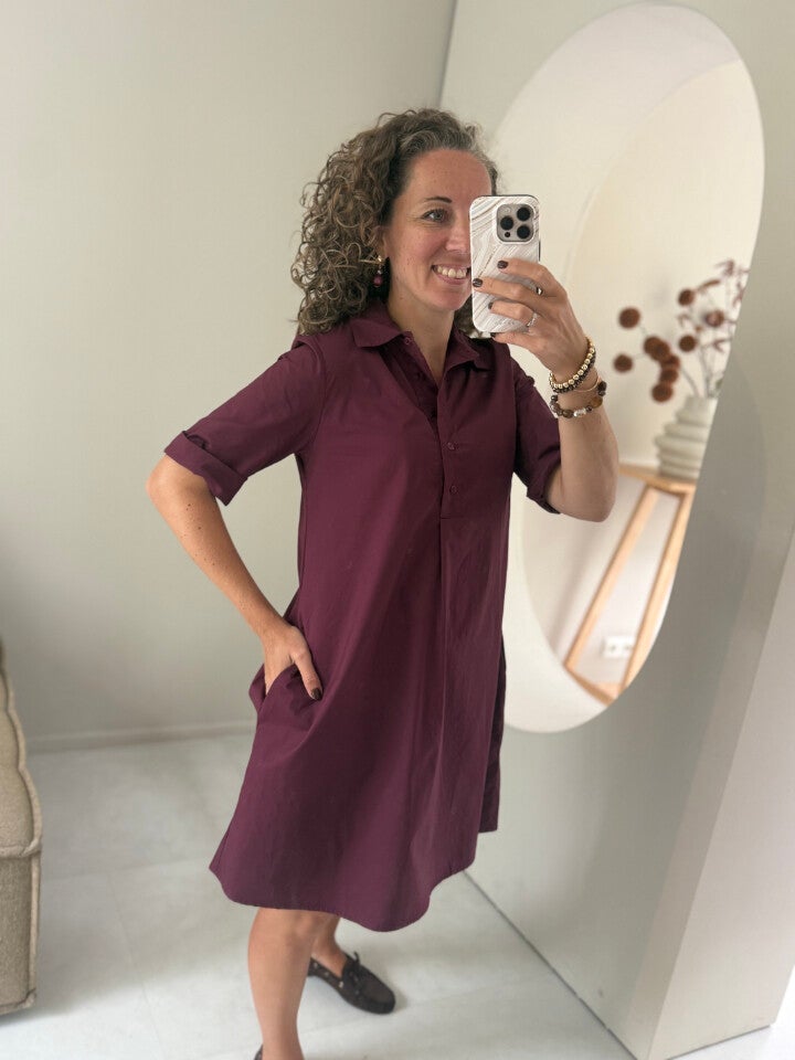 La Flor blouse jurk bordeaux