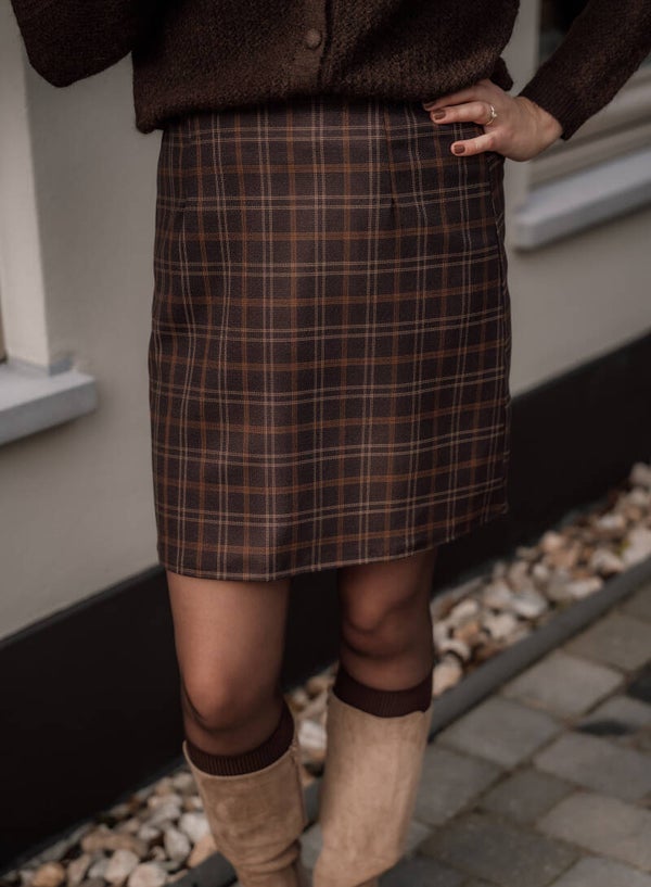 Azzurro ruit rok bruin