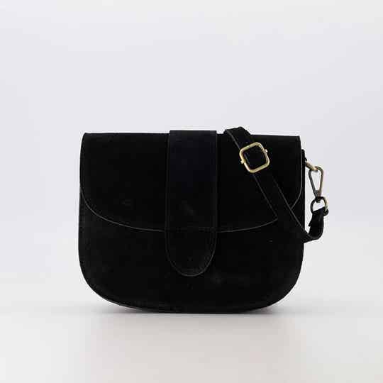 La Flor Tas Maan Suede - Zwart