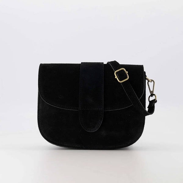 La Flor Tas Maan Suede - Zwart
