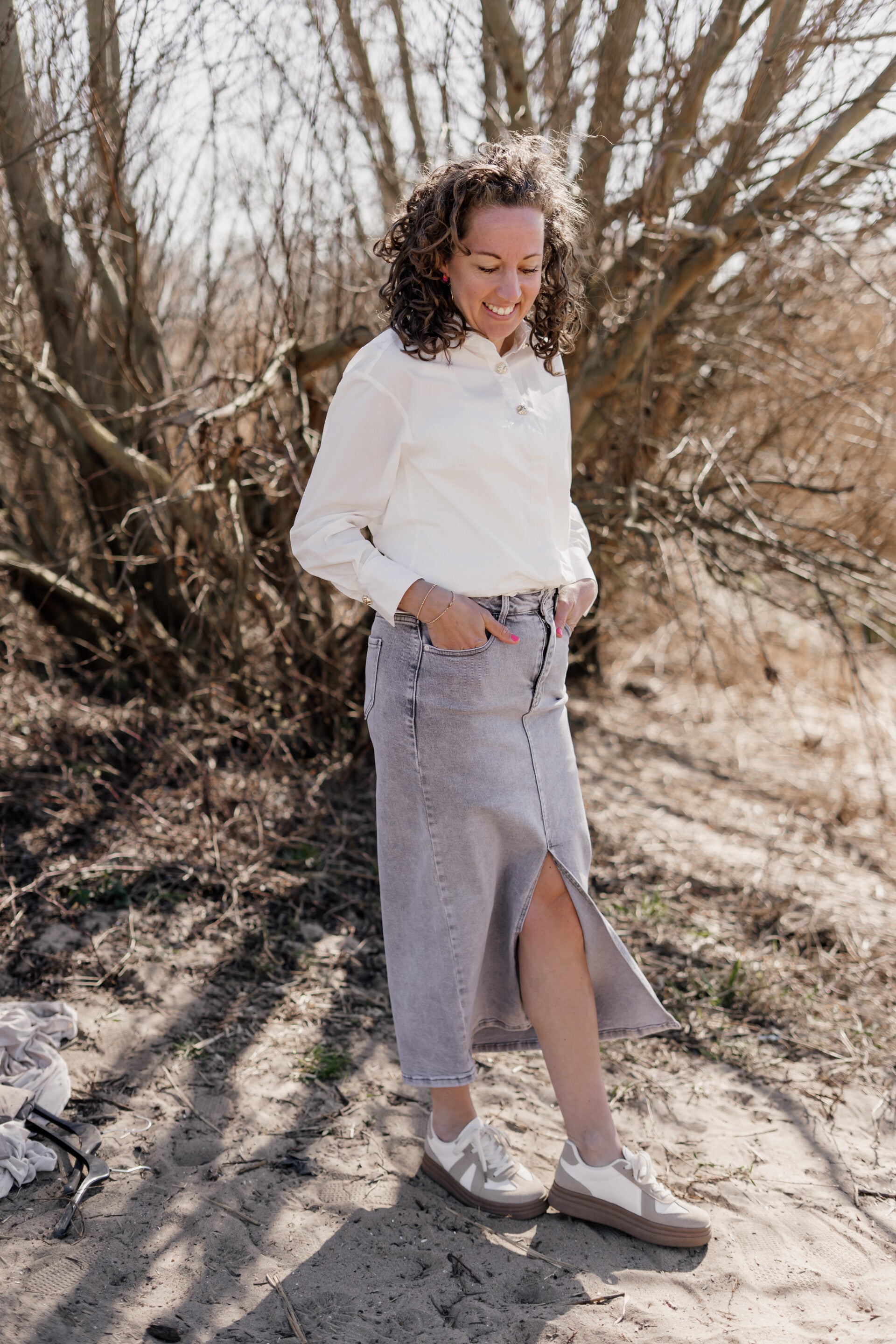 La Flor spijkerrok - licht grijs