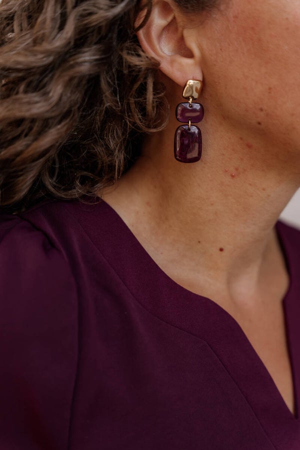 La Flor oorbellen - bordeaux/paars